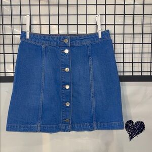 Topshop Blue Button-Up Mini Skirt